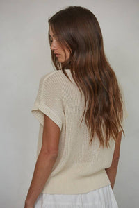 W1979 | Knit Sweater See Through Short Sleeve Pullover Top