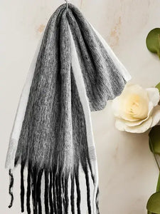 JC021030 Long Fringe Cozy Fuzzy Two-Tone Ombre Scarf