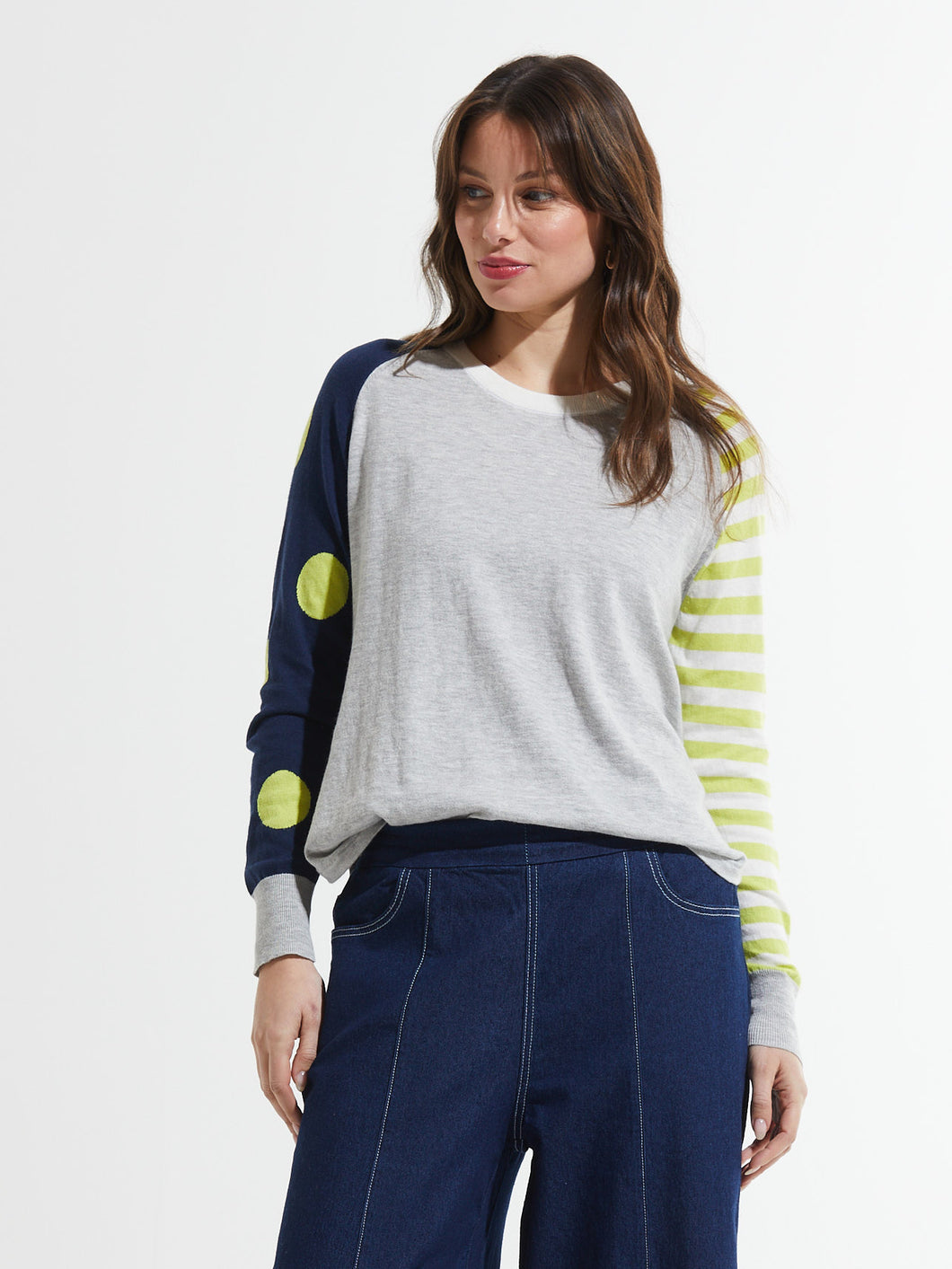 Zaket and Plover Spots and Stripes Sweater in Crema