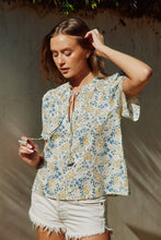 Load image into Gallery viewer, Blue Corn Tie Detail Short Sleeve Top
