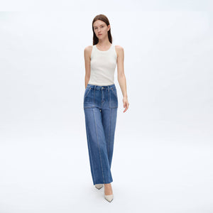 HIGH RISE RELAXED STRAIGHT JEANS WITH RAW HEM BYT5190