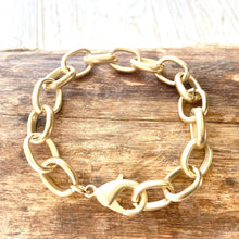Load image into Gallery viewer, Matte gold chunky bracelet boutique salon trendy fashion spa
