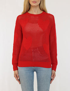 Metric Pointelle L/S pullover w/heart motif