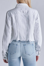 Load image into Gallery viewer, White Cropped Fitted Frayed Jacket
