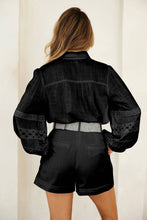 Load image into Gallery viewer, LT1011 Crochet Trim Button Down Shirt
