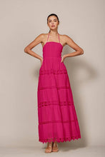 Load image into Gallery viewer, LD1103 SMOCKED TIERED OPEN BACK MAXI DRESS in Fuchsia
