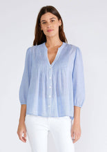 Load image into Gallery viewer, Pintuck 3/4 Sleeve Button Down Blouse
