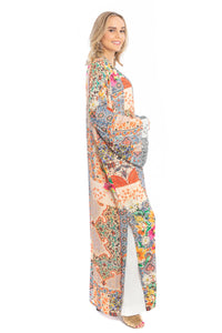 Mixed Floral Long Kimono Duster