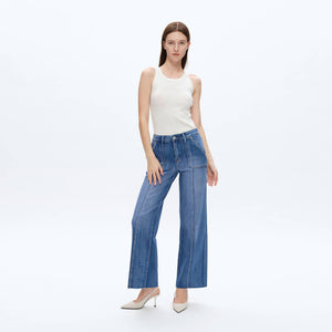 HIGH RISE RELAXED STRAIGHT JEANS WITH RAW HEM BYT5190