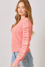 Load image into Gallery viewer, Textured Sleeve Sweater In Peach Coral
