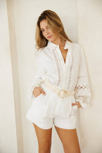 Load image into Gallery viewer, LT1011 Crochet Trim Button Down Shirt
