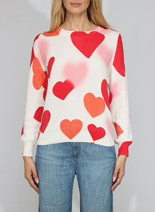 Metric Heart Printed Crew Neck L/S Pullover