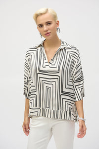 Joseph Ribkoff Satin Geometric Print Boxy Top