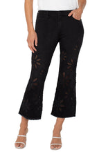 Load image into Gallery viewer, Liverpool Hannah Denim Embroidered Crop flare Black Daisy
