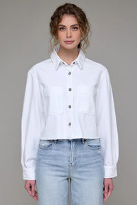 Hidden Abbey White Cropped Denim Shirt