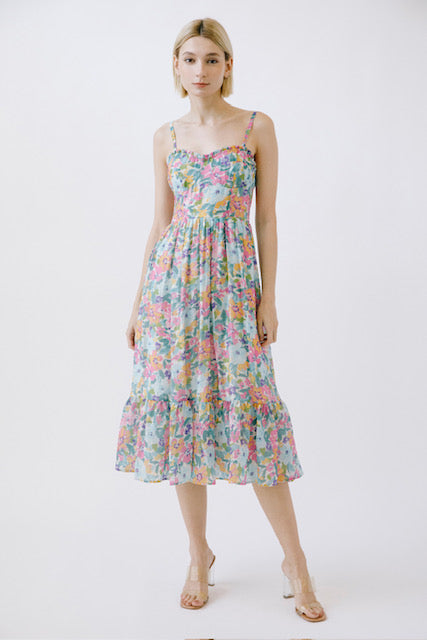 Storia Floral Bustier Midi Dress