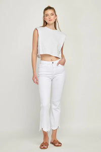 Hidden Happi White Frayed Cropped Flares