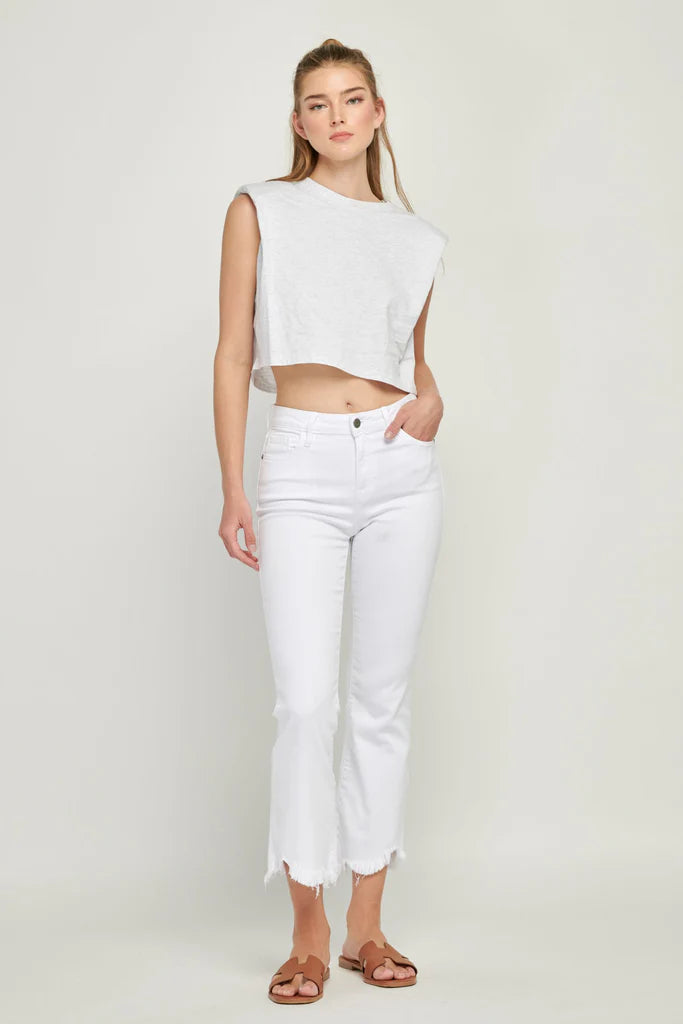 Hidden Happi White Frayed Cropped Flares