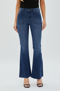 Midrise Flare Jeans with Cargo Pocket