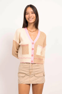 Mallory Color Block Cardigan by Central Park West