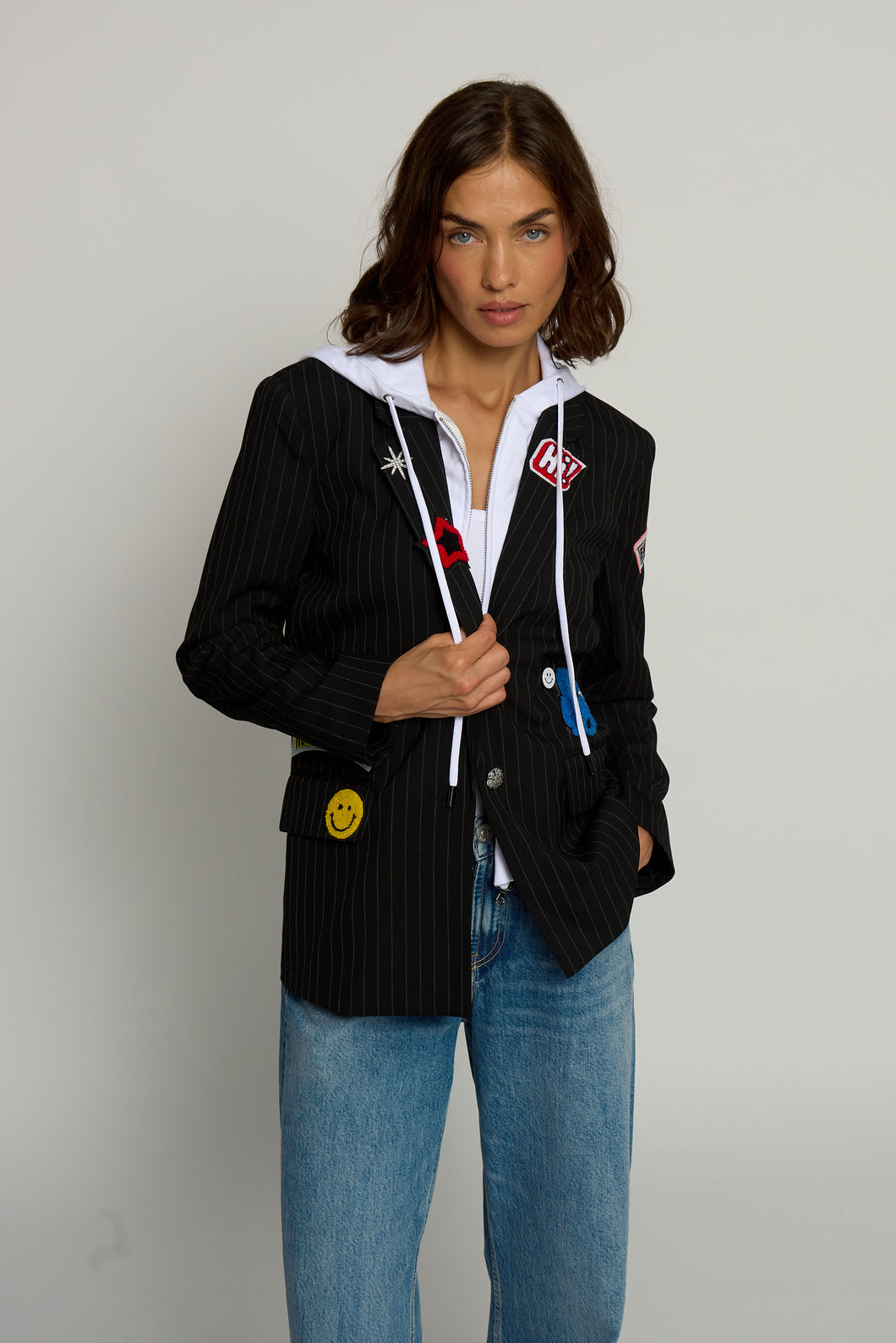 Pinstripe Patch Blazer - Central Park West