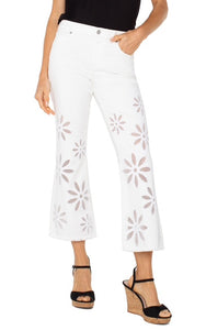 Liverpool Hannah Denim Embroidered Crop flare Black Daisy