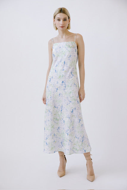 Storia Strappy Square Neck Floral Midi Dress