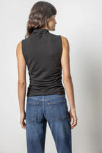 Load image into Gallery viewer, Black Shirred Mock Neck Tank by Lilla P
