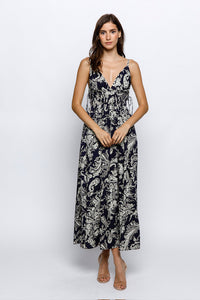 Storia Paisley V Neck Midi Dress