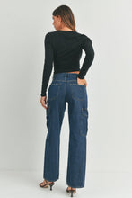 Load image into Gallery viewer, 7 Pocket Black Cargo Jean
