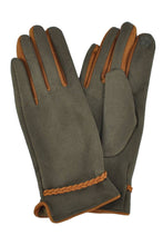 Load image into Gallery viewer, Braided Band Trim Suede Smart Winter Gloves
