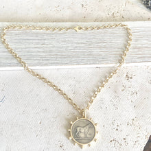Load image into Gallery viewer, Matte gold horse coin jewelry 
