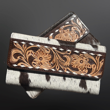 Load image into Gallery viewer, Western Tooled Leather Cowhide Wallet Clutch
