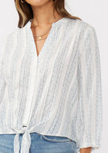Load image into Gallery viewer, 3/4 Blouson Sleeve Tie-Front Blouse
