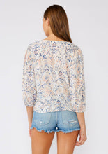 Load image into Gallery viewer, Bohemian 3/4 Sleeve V Neck Tie Front Blouse

