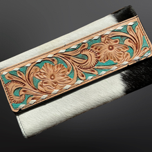 Load image into Gallery viewer, Western Tooled Leather Cowhide Wallet Clutch
