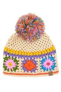 C.C Hand Made Crochet Pom Beanie Winter Hat