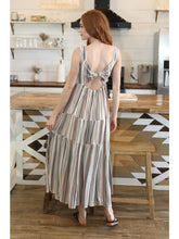 Load image into Gallery viewer, Striped Maxi Dress With Twist Back Detail
