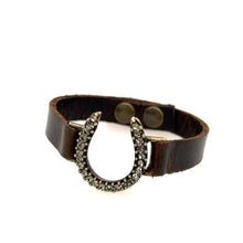 Load image into Gallery viewer, Skinny Horseshoe Leather Bracelet
