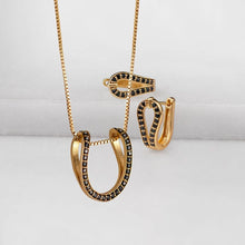 Load image into Gallery viewer, Levade - Moissanite Black Stone 14K Gold vermeil Horseshoe Earring
