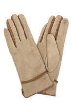 Load image into Gallery viewer, Braided Band Trim Suede Smart Winter Gloves
