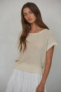 W1979 | Knit Sweater See Through Short Sleeve Pullover Top