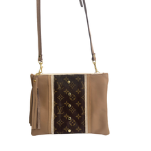 Load image into Gallery viewer, Caroline Crossbody Bag in Mocha Mousse Leather | Upcycled LV
