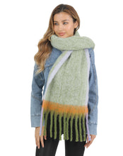 Load image into Gallery viewer, JC021030 Long Fringe Cozy Fuzzy Two-Tone Ombre Scarf
