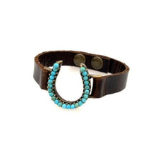 Load image into Gallery viewer, Skinny Horseshoe Leather Bracelet
