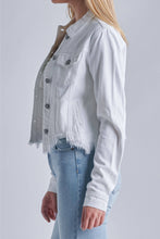 Load image into Gallery viewer, White Cropped Fitted Frayed Jacket
