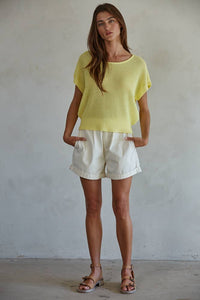 W1979 | Knit Sweater See Through Short Sleeve Pullover Top