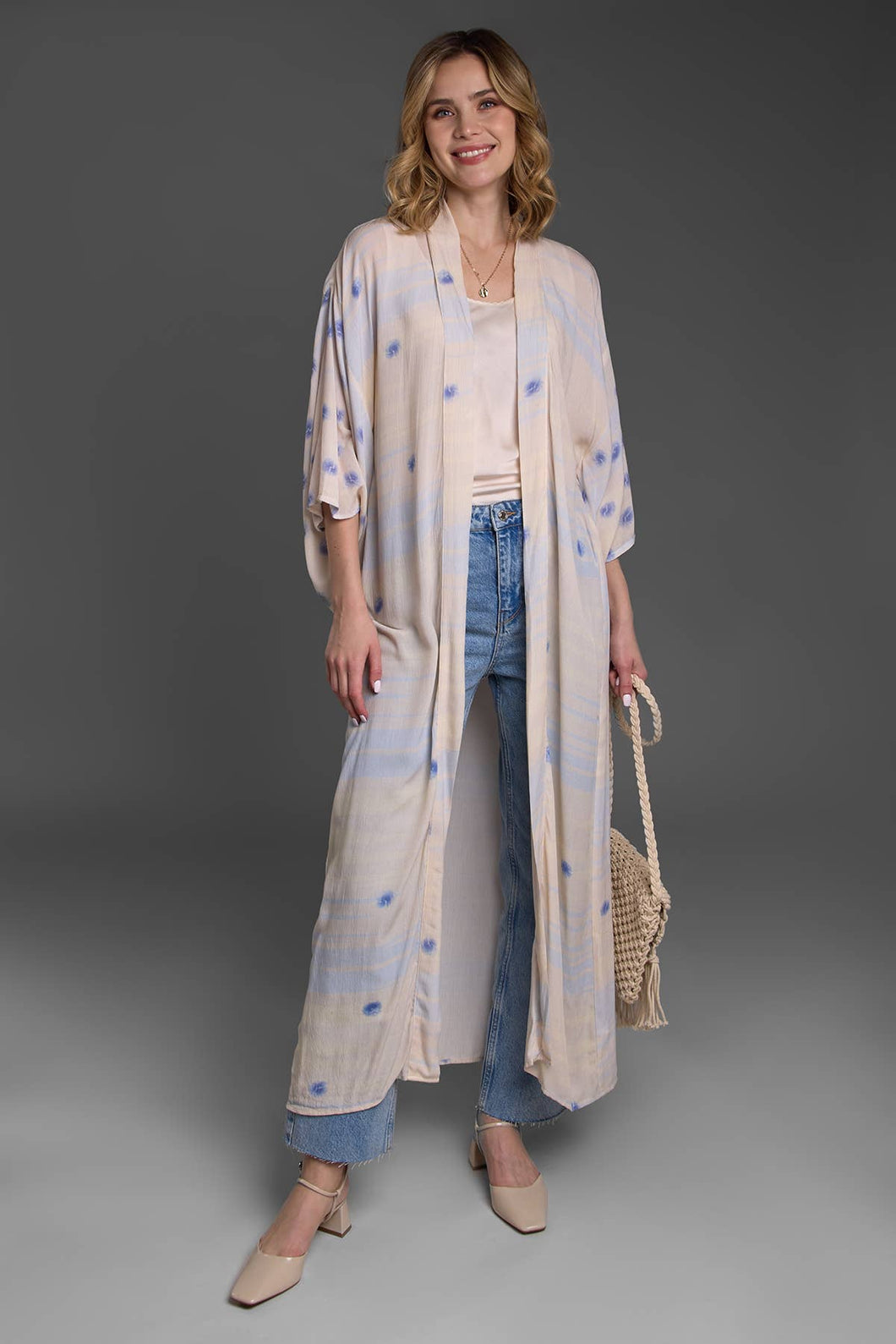 Soft Blue Dot Kimono