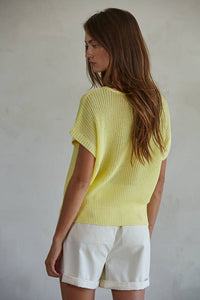 W1979 | Knit Sweater See Through Short Sleeve Pullover Top