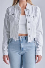 Load image into Gallery viewer, White Cropped Fitted Frayed Jacket
